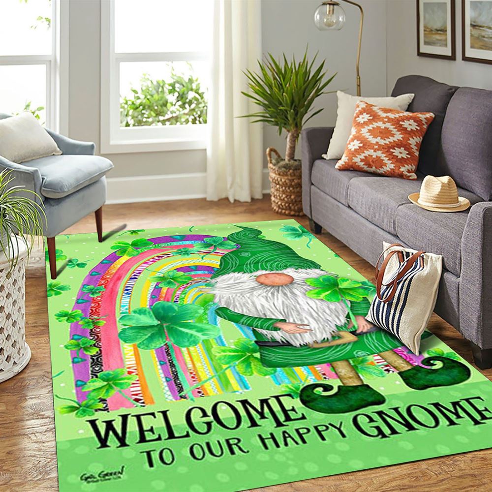 St Patricks Day Rug, St Patricks Day Shamrock GnomeRug