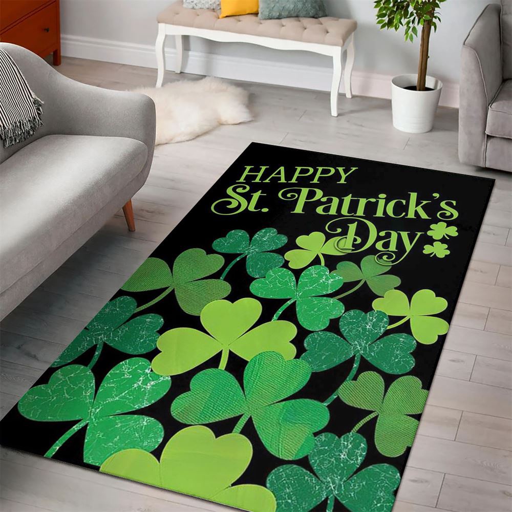 St Patricks Day Rug, St Patricks Day Shamrocks Clovers Rugs