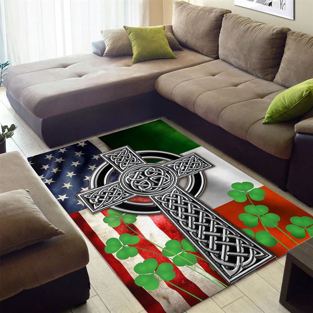 St Patricks Day Rug, The Irish Celtic Cross St Patrick’s Rug