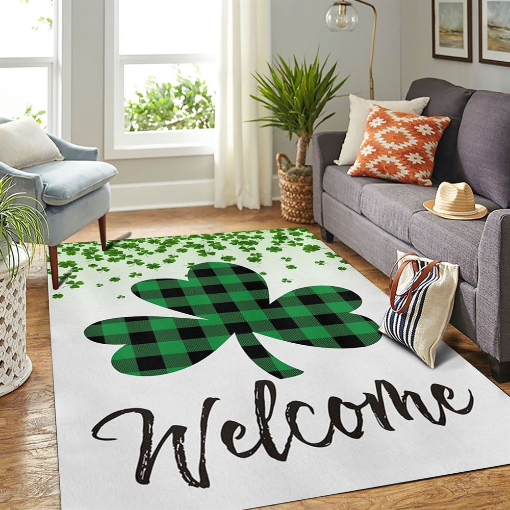 St Patricks Day Rug, Welcome Rugs, St Patrick’s Day Lucky Shamrocks Rug & Rug