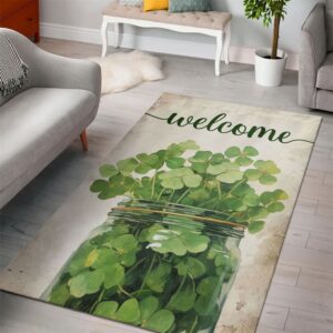 St Patricks Day Rug, Welcome Shamrocks In&hellip;