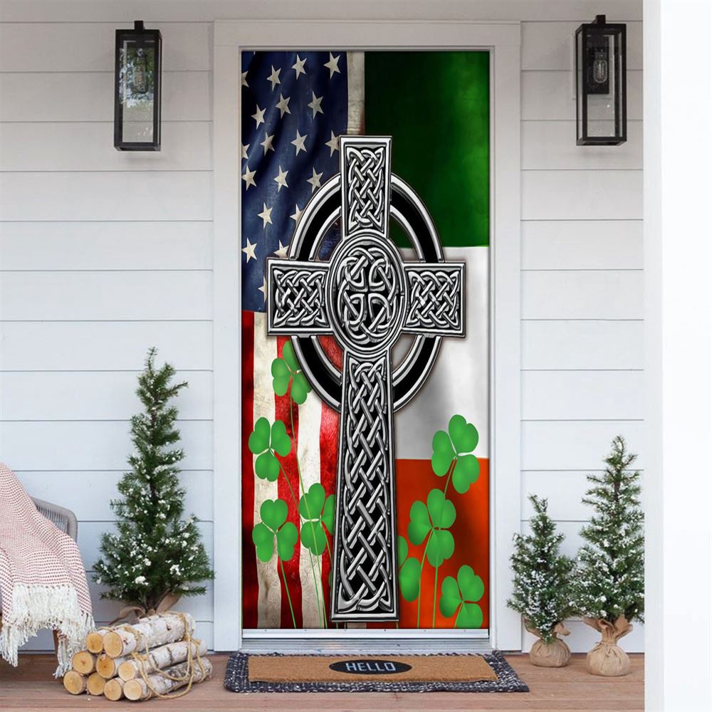 The Irish Celtic Cross St Patrick’s Door Cover, St Patrick’s Day Door Cover, St Patrick’s Day Door Decor