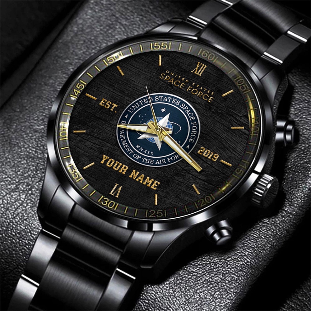 US Space Force Black Fashion Watch Custom Name, Military Watch, Watches For Soldiers, Military Watches For Men