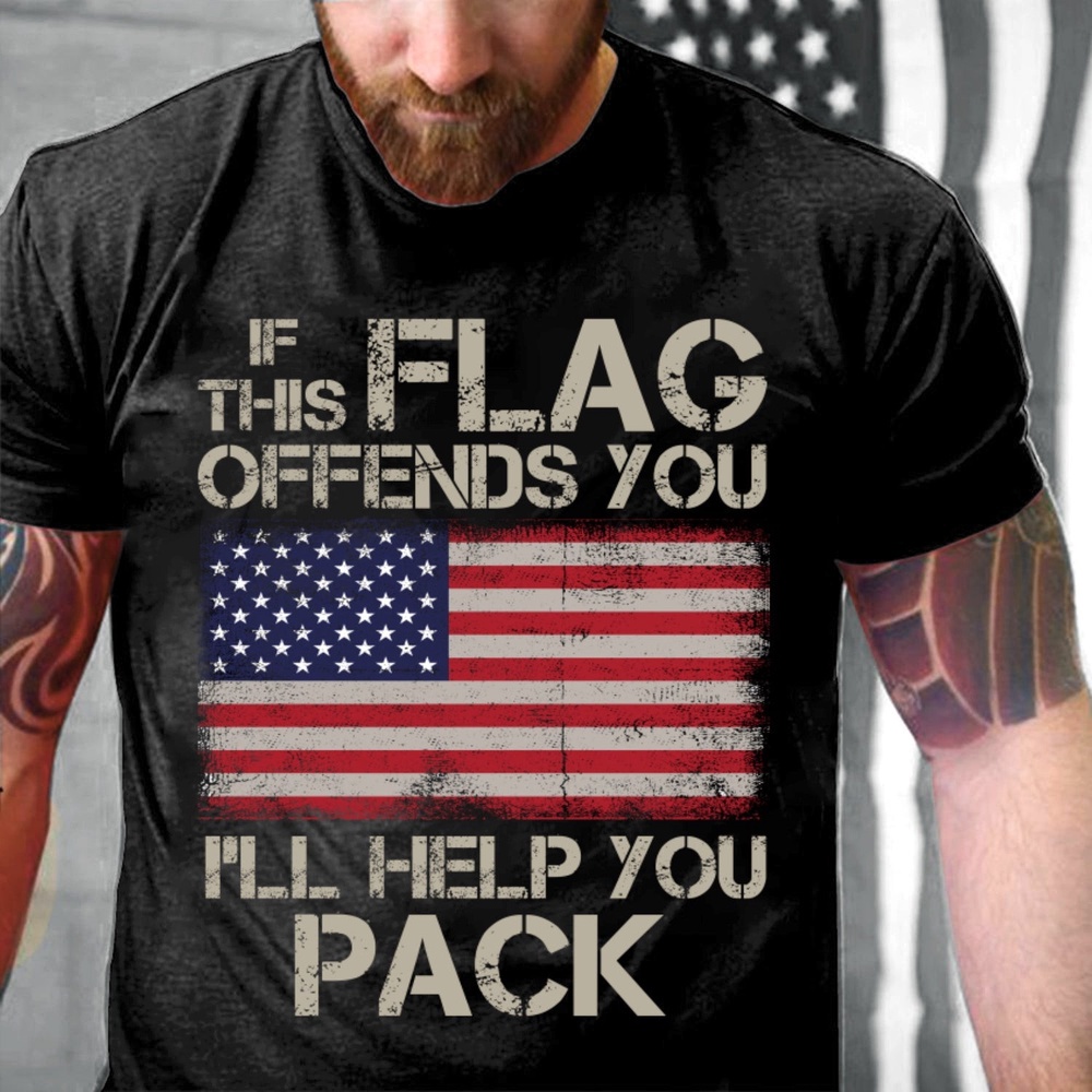 Veteran T Shirt, If This Flag Offends You I’ll Help You Pack T-Shirt KM0308, Veterans Day Shirts