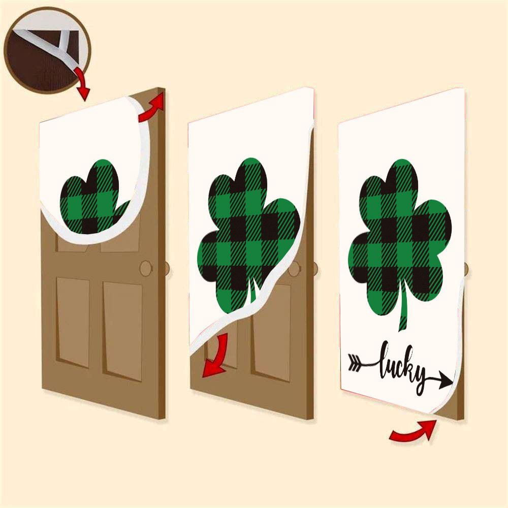 Welcome St Patrick’s Day Shamrock Clover Door Cover, St Patrick’s Day Door Cover, St Patrick’s Day Door Decor