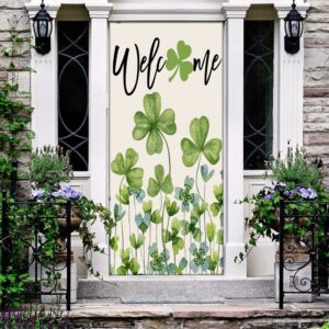 Welcome St Patricks Day Green Shamrock Clover Door Cover St Patrick s Day Door Cover St Patrick s Day Door Decor 2 v2mrqu.jpg