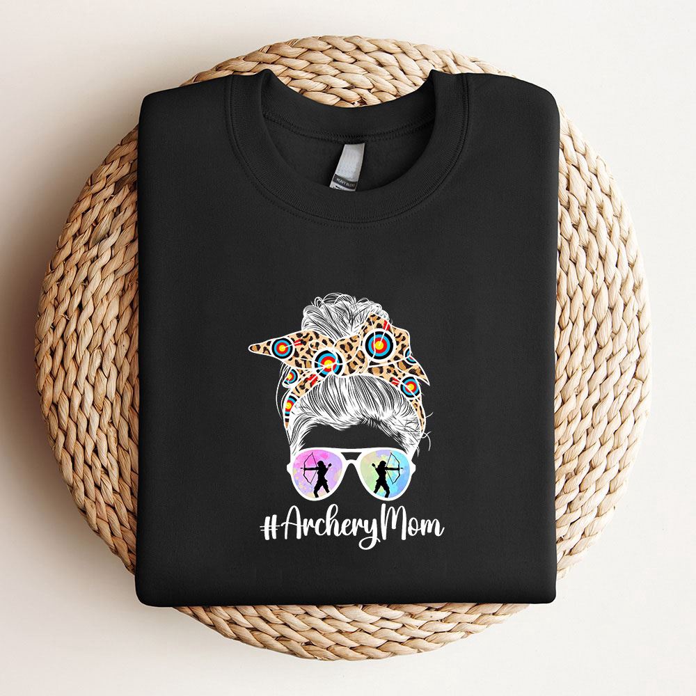 Archery Mom Of An Archer Mama Messy Bun Archery Mother Sweatshirt, Mother Sweatshirt, Sweatshirt For Mom, Mum Sweatshirt