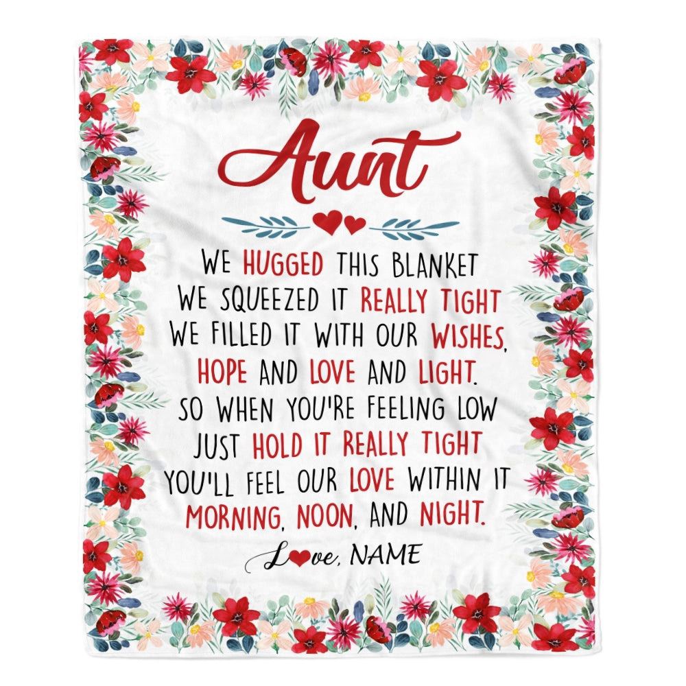 Aunt Blanket From Niece Nephew We Hugged This Blanket, Personalized Blanket For Mom, Mother’s Day Gifts Blanket