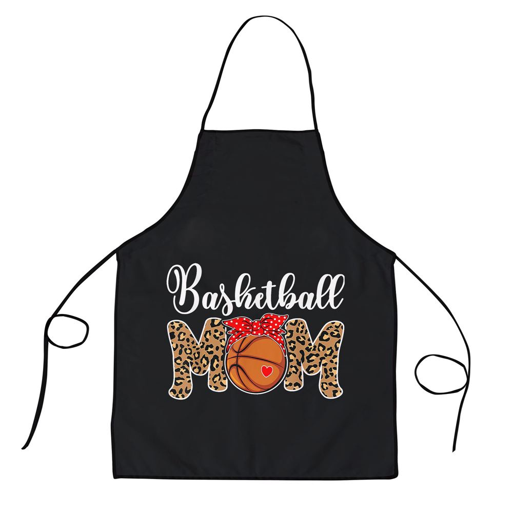 Basketball Mom Leopard Messy Bun Game Day Funny Mothers Day Apron, Aprons For Mother’s Day, Mother’s Day Gifts
