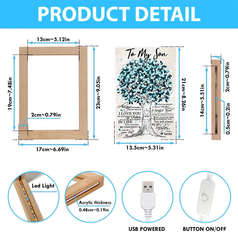 Beloved Tree To My Son Always Remember How Much I Love You Frame Lamp, Picture Frame Light, Frame Lamp, Mother’s Day Gifts