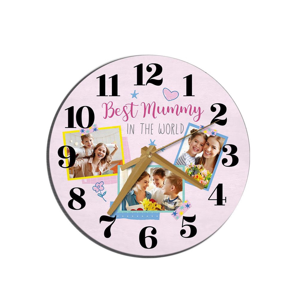 Best Mummy In The World Photo Mother’s Day Gift Birthday Personalised Wooden Clock, Mother’s Day Clock, Custom Mothers Day Gifts