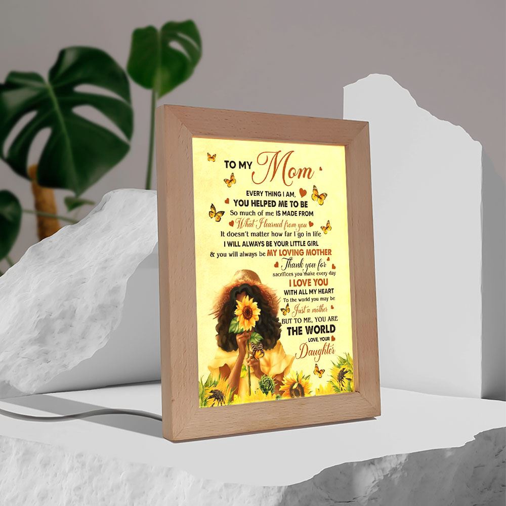 Black Daughter To My Mom Frame Lamp, Picture Frame Light, Frame Lamp, Mother’s Day Gifts