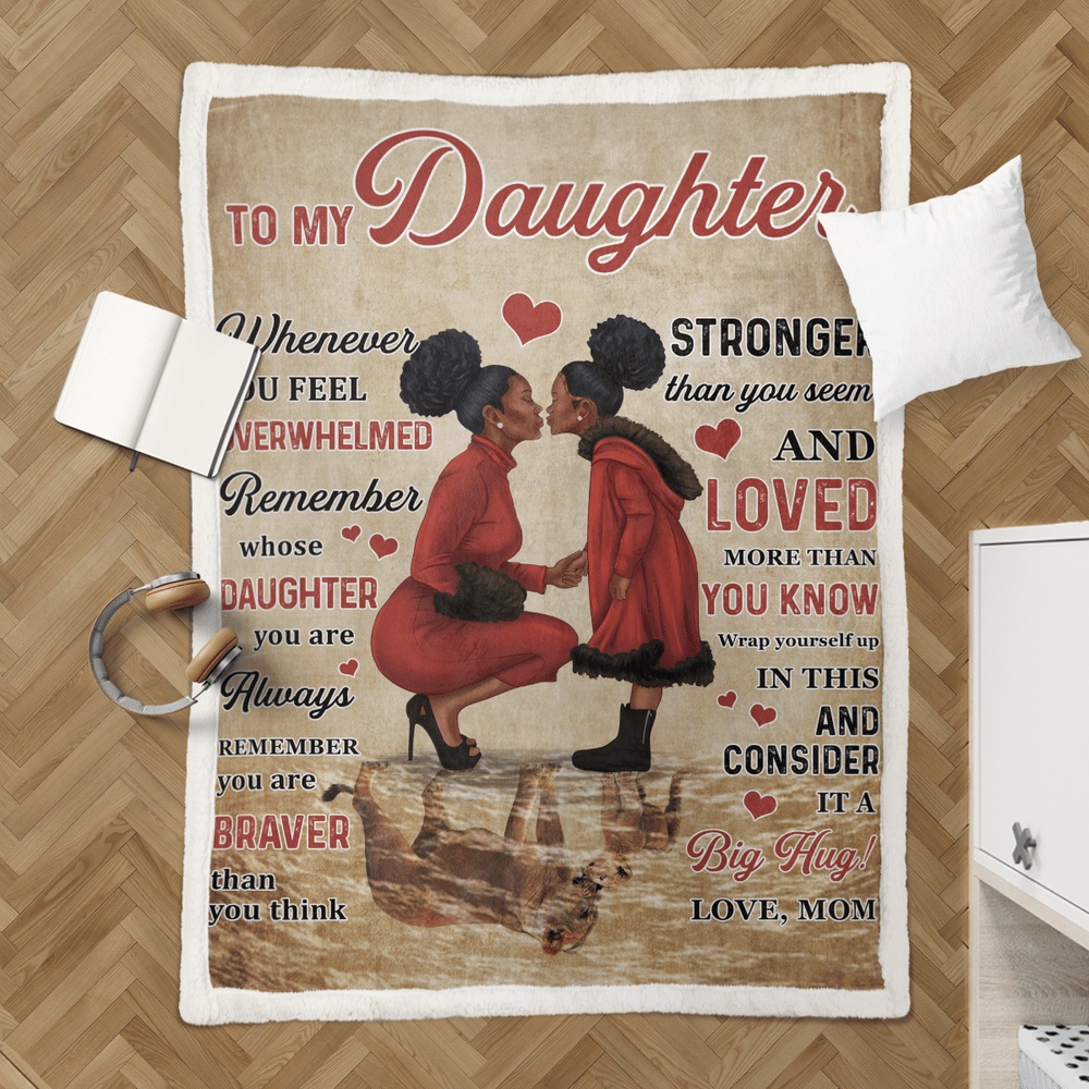 Black Mom Daughter Art Blanket For Mom To Black Daughter Fleece Blanket, Blankets For Mothers Day