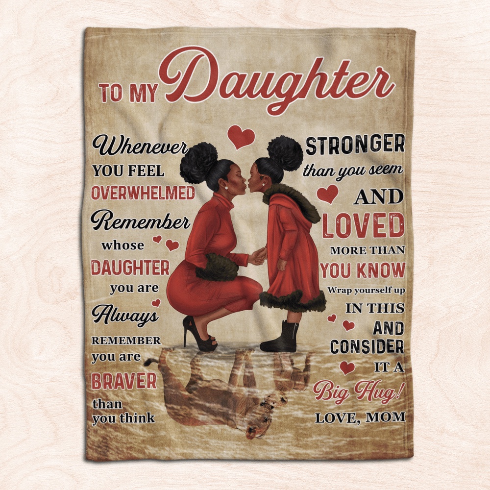 Black Mom Daughter Art Blanket For Mom To Black Daughter Fleece Blanket, Blankets For Mothers Day