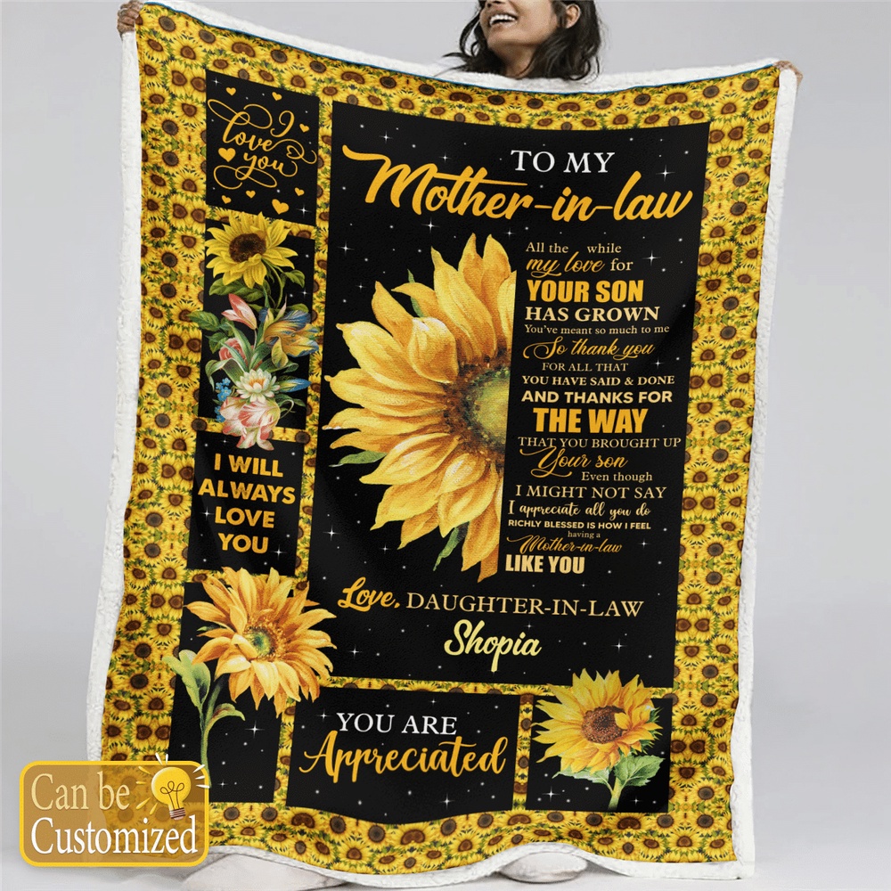 Blanket For Mother In Law All The While My Love For Your Son Custom Name Blanket Mother’s Day, Blankets For Mothers Day