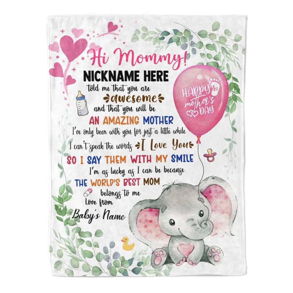 Blanket For New Mom Pink Newborn Baby Elephants Say With Smile From Baby Blanket, Blankets For Mothers Day