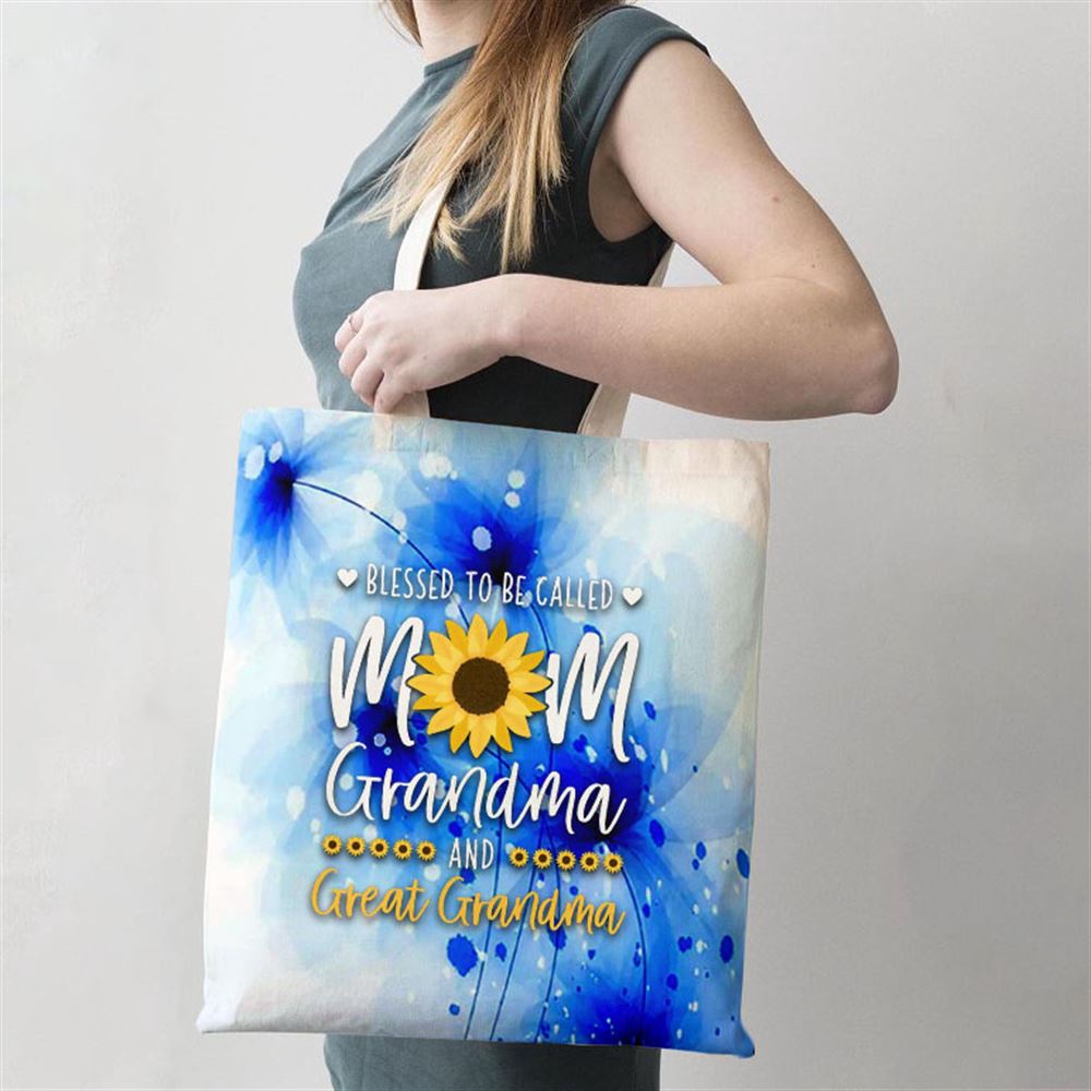 Blessed To Be Called Mom Grandma And Great Grandma Sunflower Tote Bag, Mom Tote Bag, Tote Bags For Moms, Gift Tote Bags