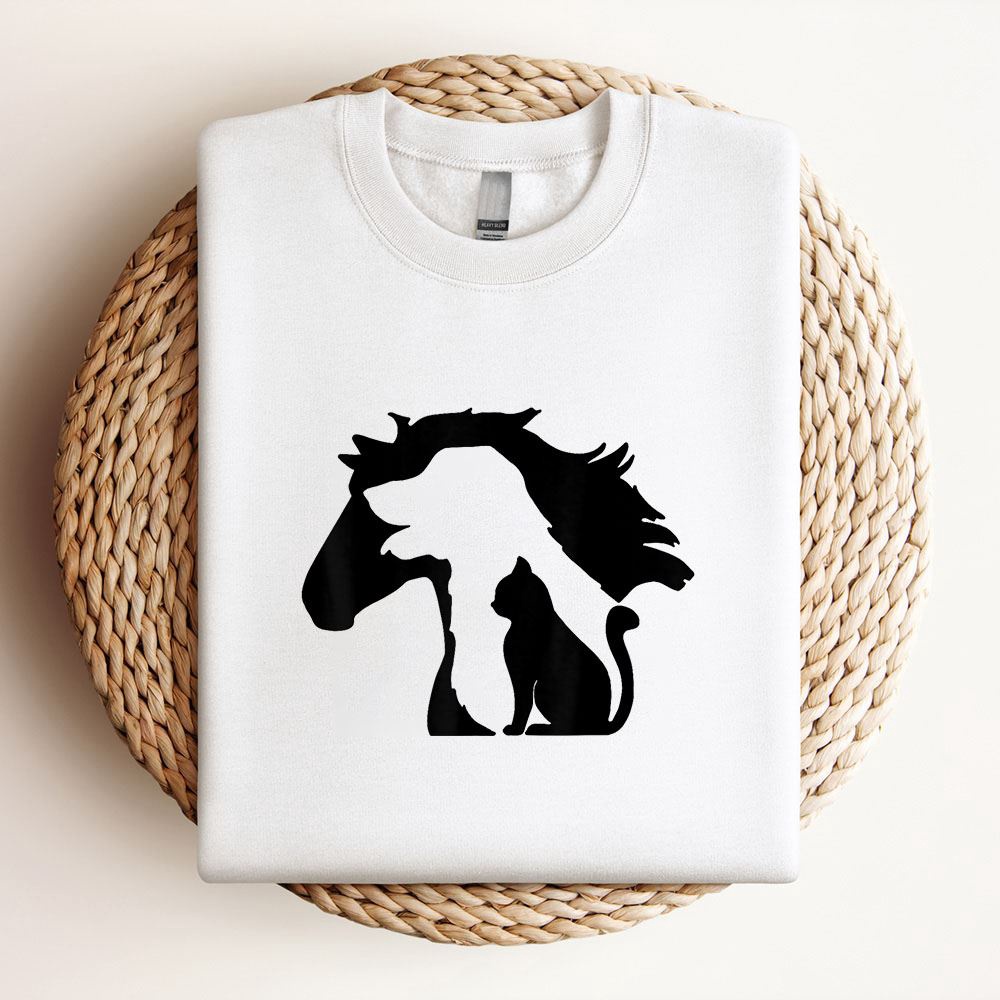 Cute Horse Dog Cat Lover Tee Women Mothers Day Sweatshirt, Mother Sweatshirt, Sweatshirt For Mom, Mum Sweatshirt