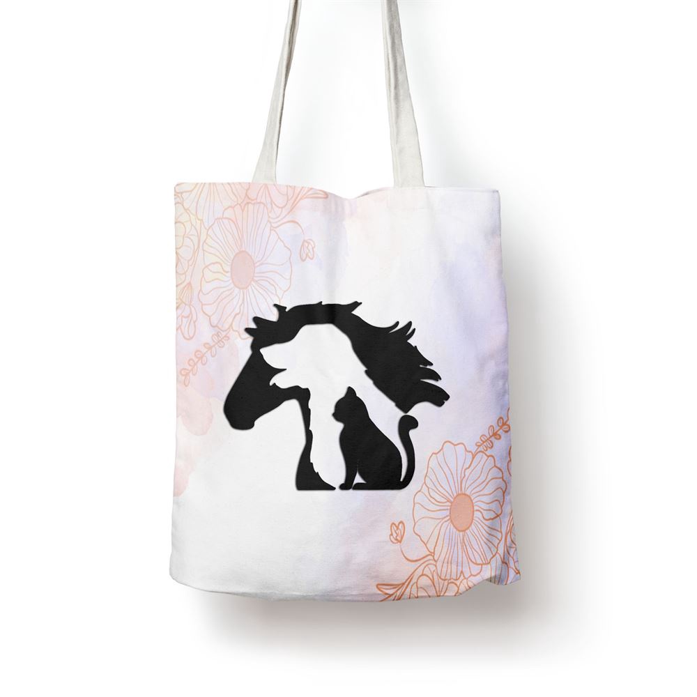 Cute Horse Dog Cat Lover Tee Women Mothers Day Tote Bag, Mom Tote Bag, Tote Bags For Moms, Mother’s Day Gifts