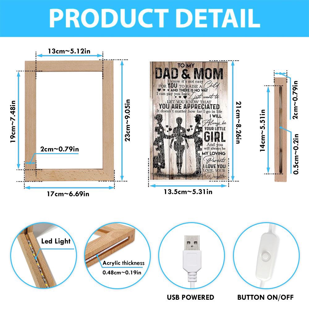 Daughter To Mom And Dad, Picture Frame Light, Frame Lamp, Mother’s Day Gifts