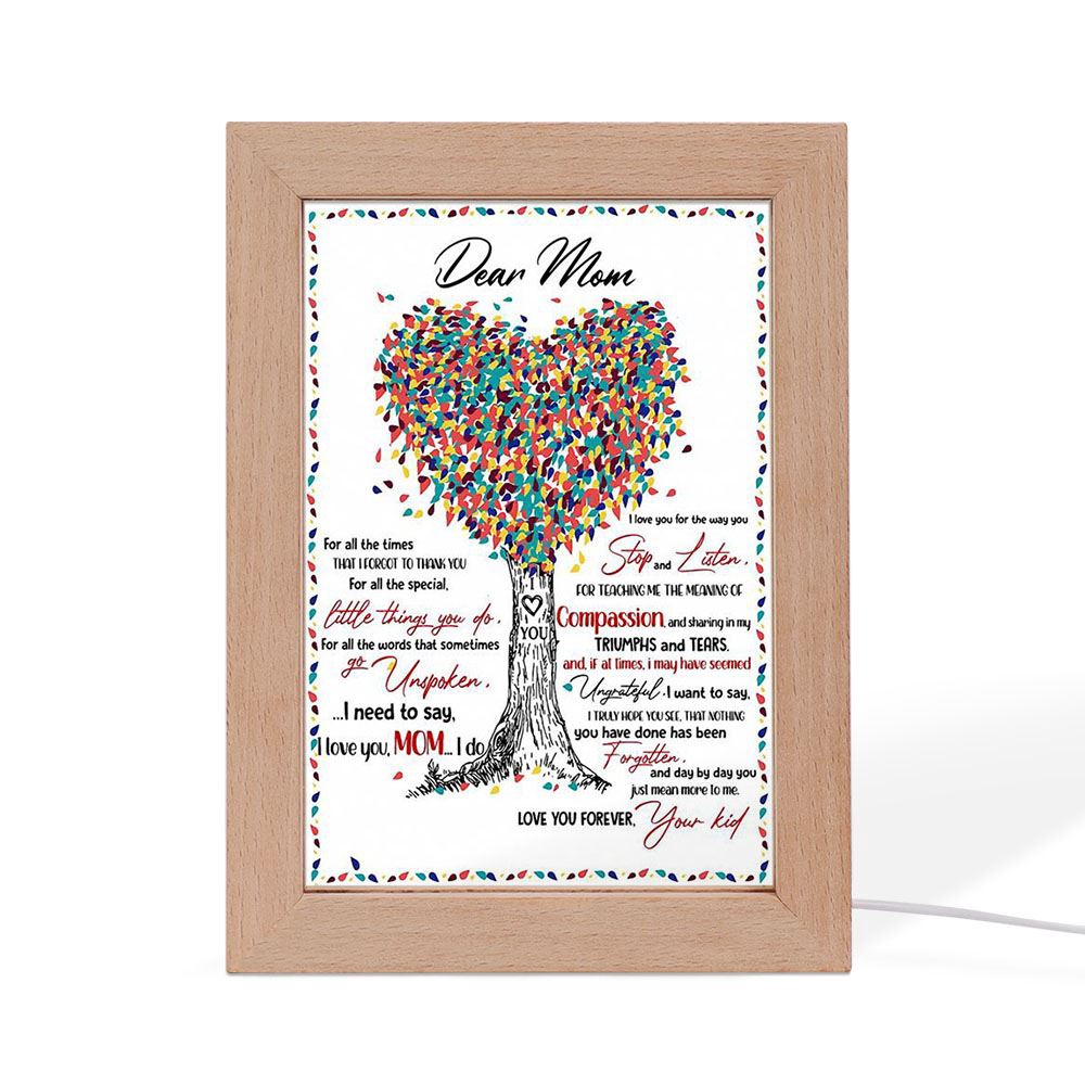 Dear Mom For All The Times That I Forgot Coloful Tree Frame Lamp, Picture Frame Light, Frame Lamp, Mother’s Day Gifts