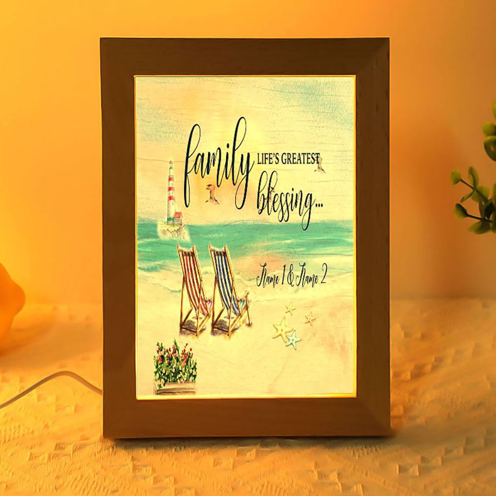 Family Blessing Personalized Frame Lamp, Picture Frame Light, Frame Lamp, Mother’s Day Gifts