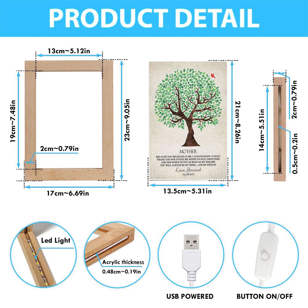 Family Panda Personalized Mother Frame Lamp, Picture Frame Light, Frame Lamp, Mother’s Day Gifts