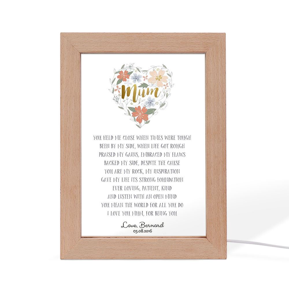 Family Panda Personalized Mum Poem Frame Lamp, Picture Frame Light, Frame Lamp, Mother’s Day Gifts