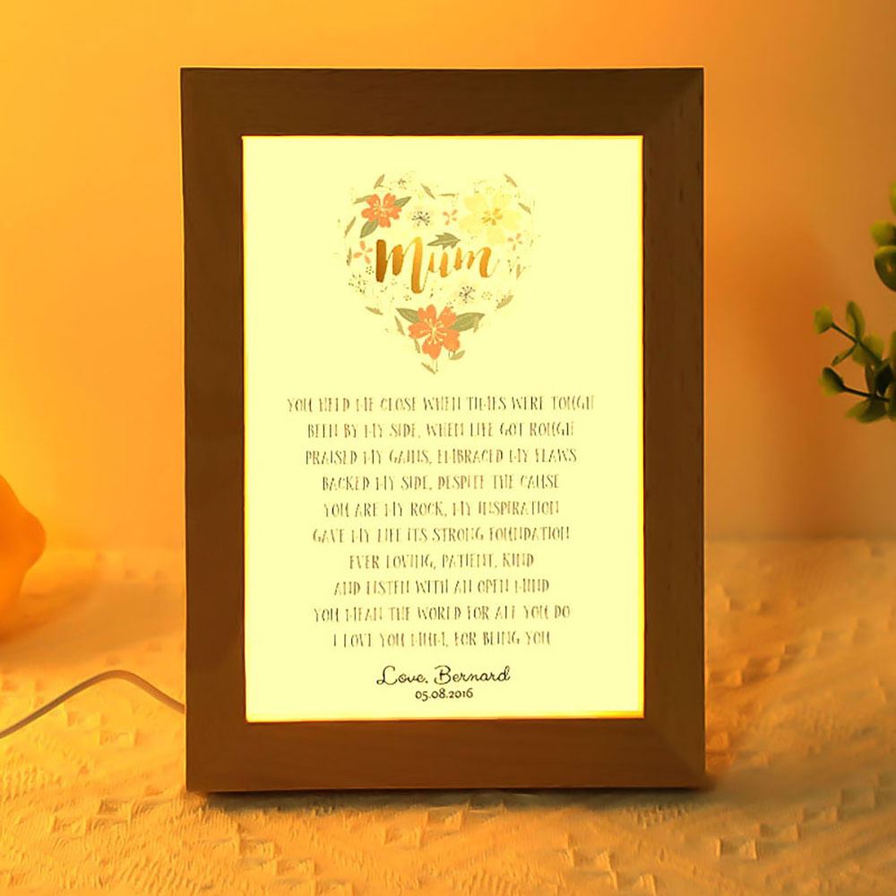 Family Panda Personalized Mum Poem Frame Lamp, Picture Frame Light, Frame Lamp, Mother’s Day Gifts