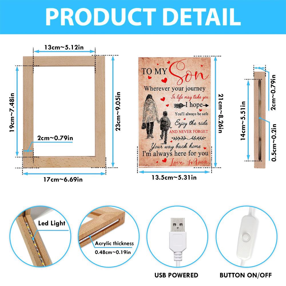 Gift For Son From Love Your Mom Vertical Frame Lamp, Picture Frame Light, Frame Lamp, Mother’s Day Gifts