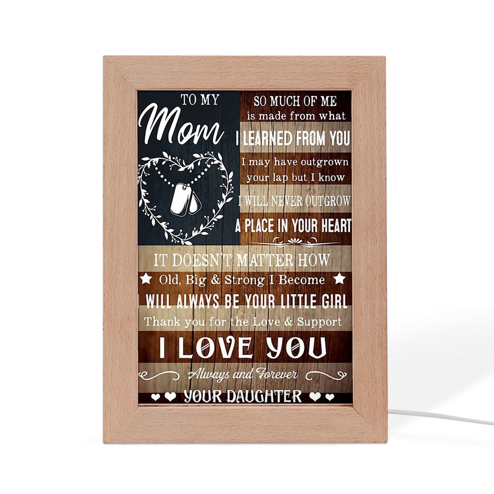 Gift Proud Veteran Mom To My Mom Frame Lamp Vintage, Picture Frame Light, Frame Lamp, Mother’s Day Gifts
