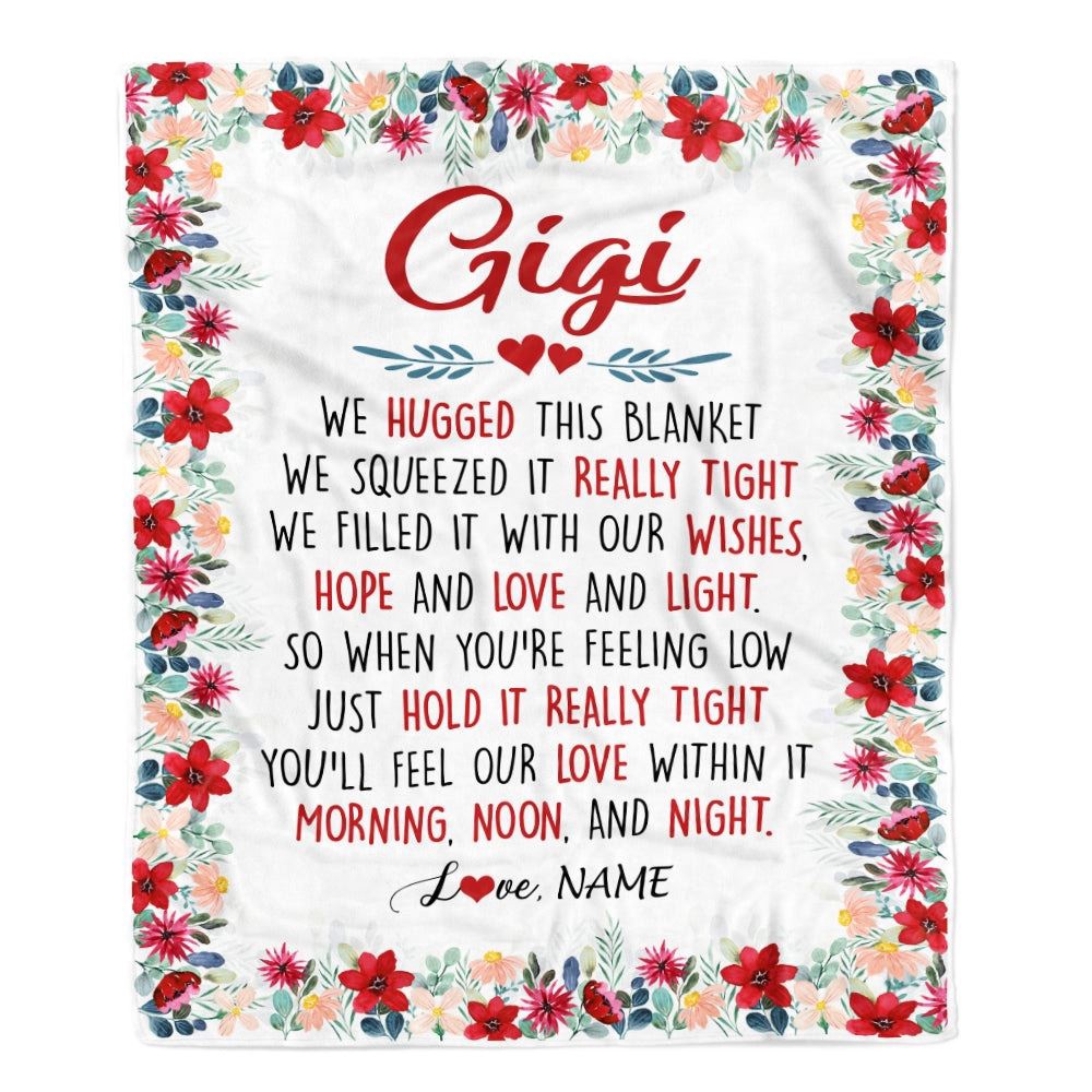 Gigi Blanket From Grandkids Grandson Granddaughter We Hugged This Blanket, Personalized Blanket For Mom, Mother’s Day Gifts Blanket