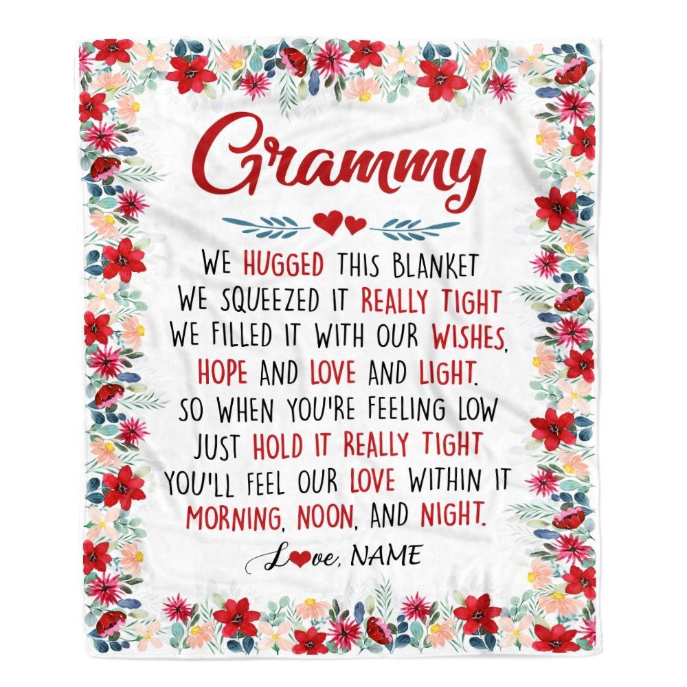 Grammy Blanket From Grandkids Grandson Granddaughter We Hugged This Blanket, Personalized Blanket For Mom, Mother’s Day Gifts Blanket