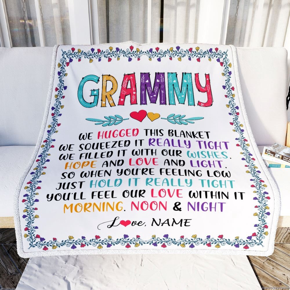 Grammy Blanket From Grandkids We Hugged This Blanket, Personalized Blanket For Mom, Mother’s Day Gifts Blanket