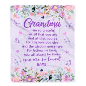 Grandma Blanket From Granddaughter Grandson Floral Butterfly&hellip;