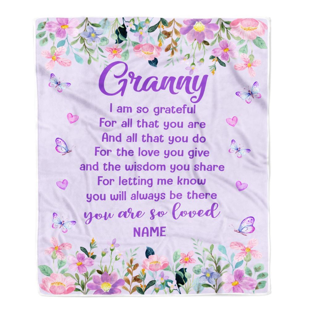 Granny Blanket From Granddaughter Grandson Floral Butterfly Love You Give, Personalized Blanket For Mom, Mother’s Day Gifts Blanket Granny Blanket From Granddaughter Grandson Floral Butterfly Love You Give, Personalized Blanket For Mom, Mother’s Day Gifts Blanket