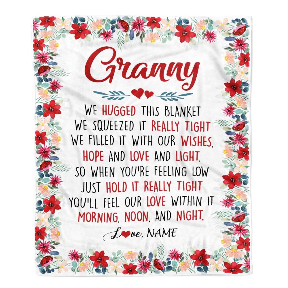 Granny Blanket From Grandkids Grandson Granddaughter We Hugged This Blanket, Personalized Blanket For Mom, Mother’s Day Gifts Blanket