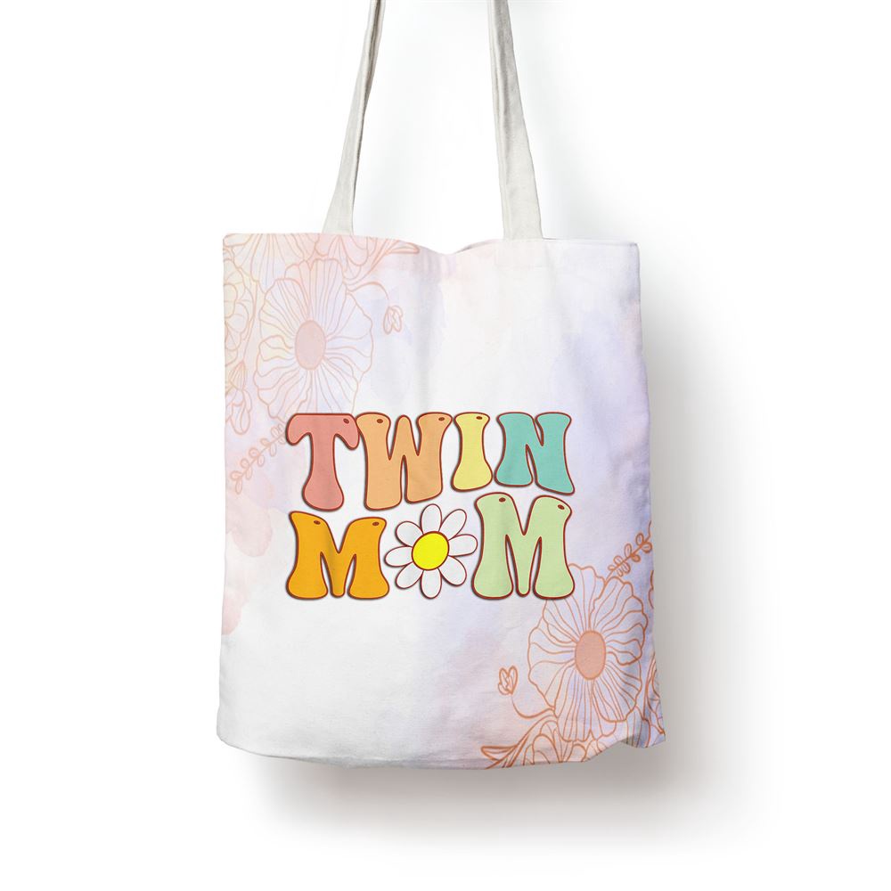 Groovy Twin Mama Funny Mothers Day For New Mom Of Twins Tote Bag, Mom Tote Bag, Tote Bags For Moms, Mother’s Day Gifts