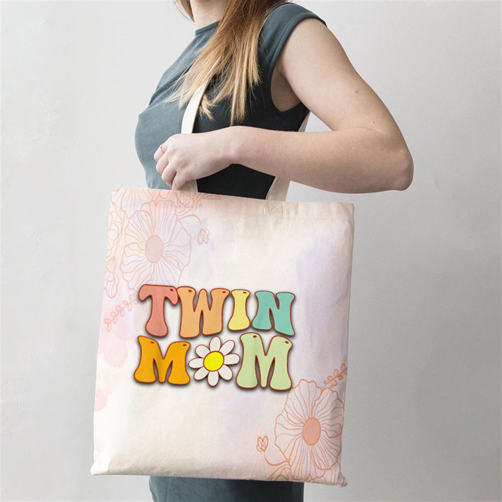 Groovy Twin Mama Funny Mothers Day For New Mom Of Twins Tote Bag, Mom Tote Bag, Tote Bags For Moms, Mother’s Day Gifts