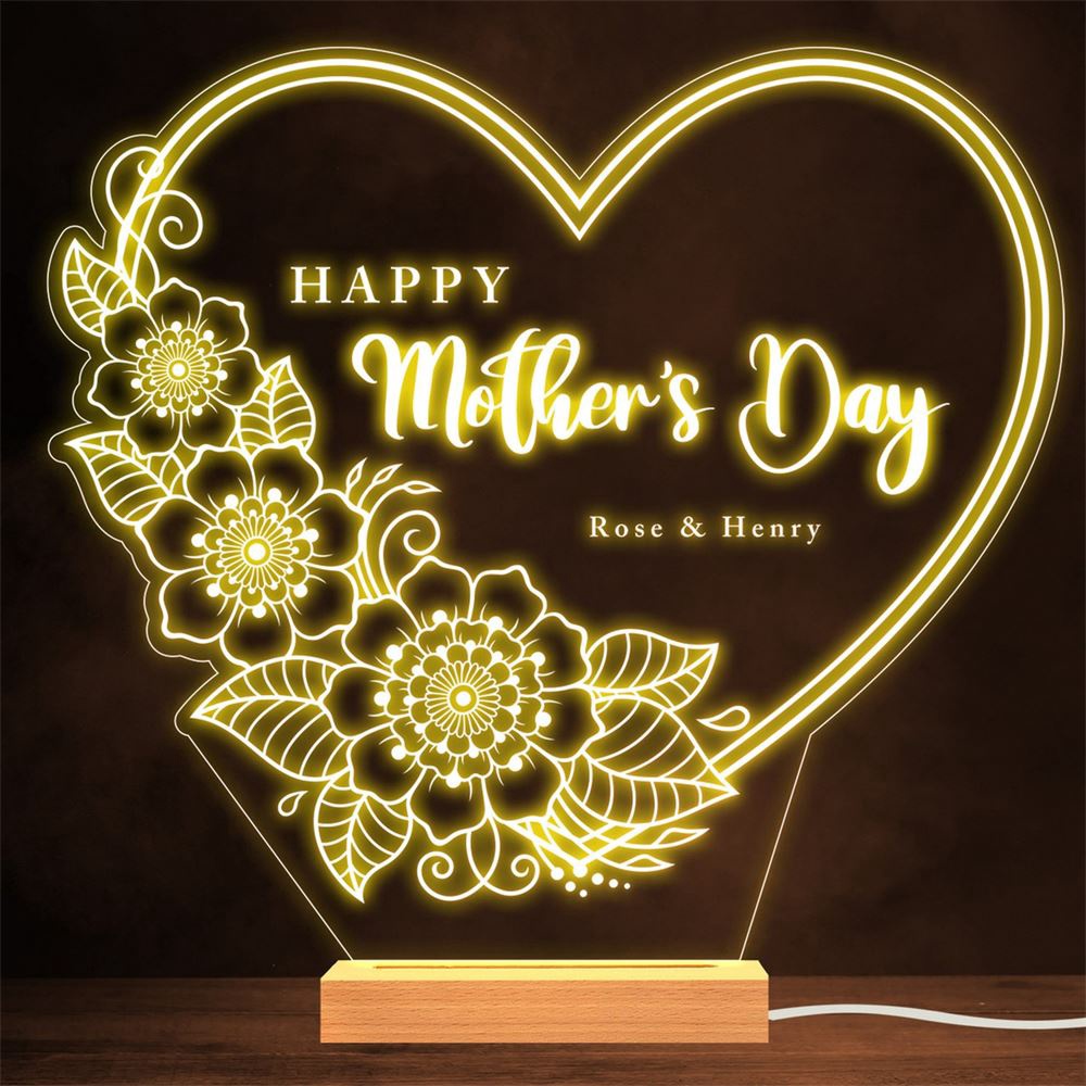 Happy Mother’s Day Flowers Heart Gift Lamp Night Light, Mother’s Day Lamp, Mother’s Day Led Lights Happy Mother’s Day Flowers Heart Gift Lamp Night Light, Mother’s Day Lamp, Mother’s Day Led Lights
