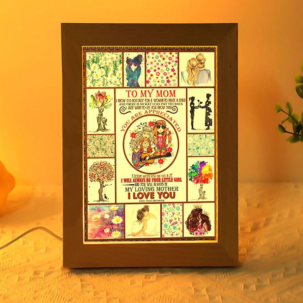 Hippie Family Daughter To My Mom Frame Lamp, Picture Frame Light, Frame Lamp, Mother’s Day Gifts