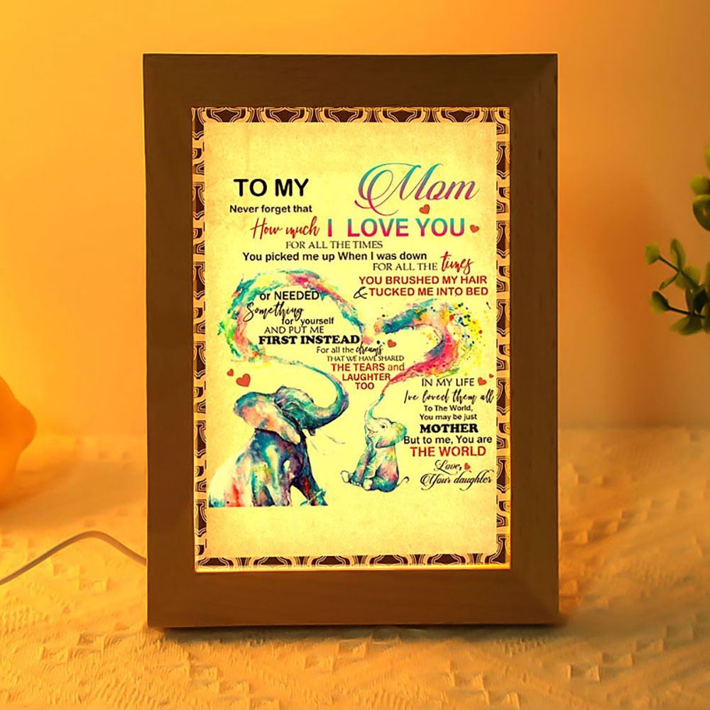 How Much I Love You Elephant Frame Lamp, Picture Frame Light, Frame Lamp, Mother’s Day Gifts