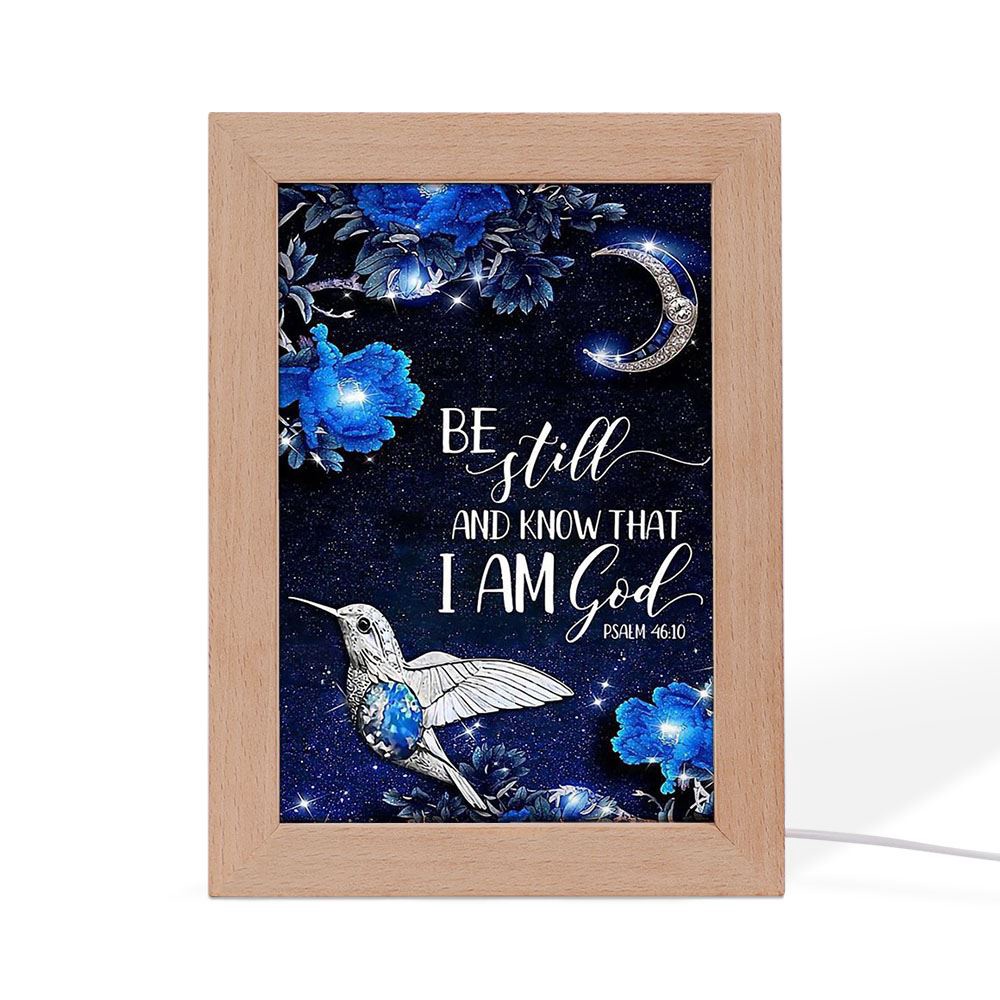 Hummingbird At Night Be Still And Know That I Am God Vertical Frame Lamp, Picture Frame Light, Frame Lamp, Mother’s Day Gifts