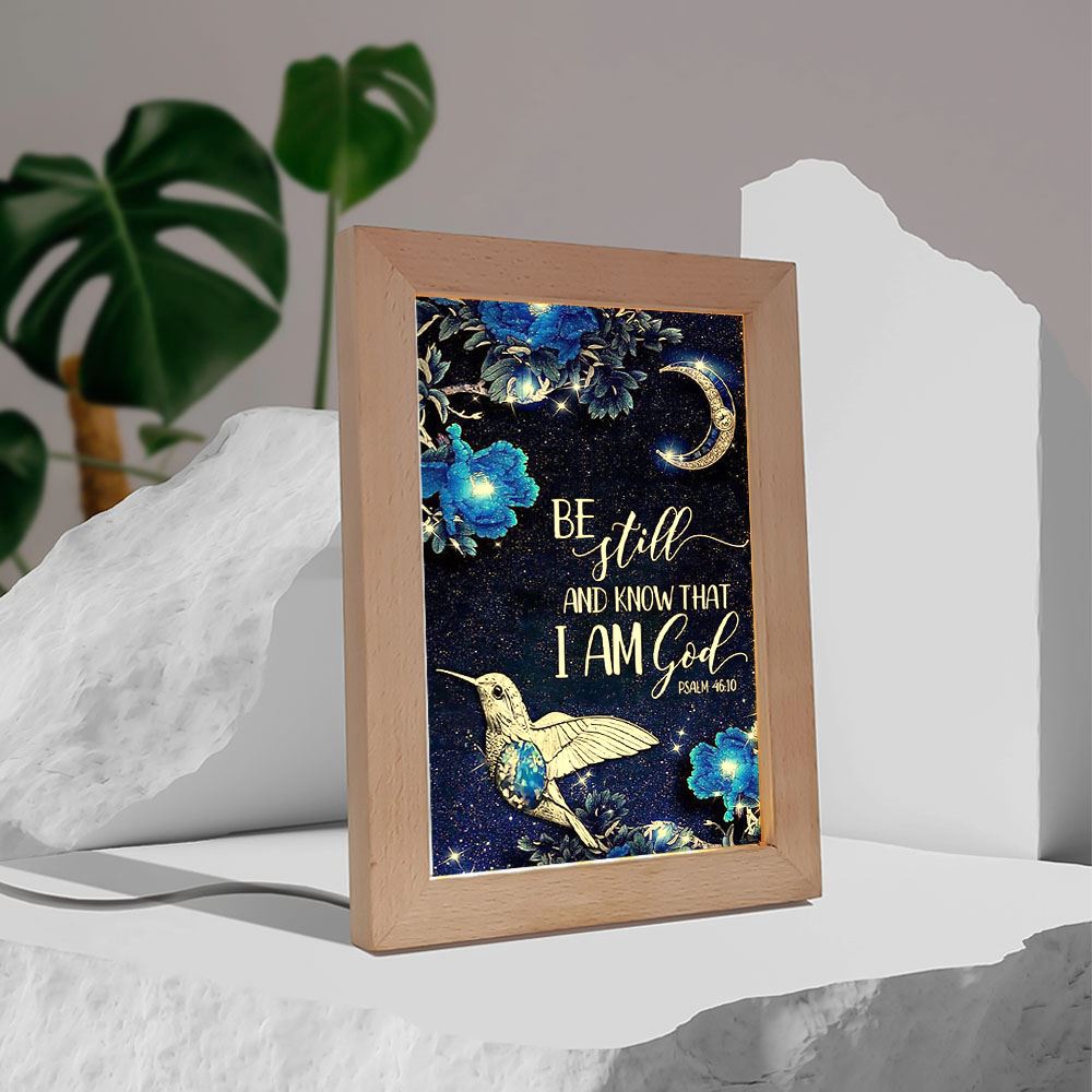 Hummingbird At Night Be Still And Know That I Am God Vertical Frame Lamp, Picture Frame Light, Frame Lamp, Mother’s Day Gifts