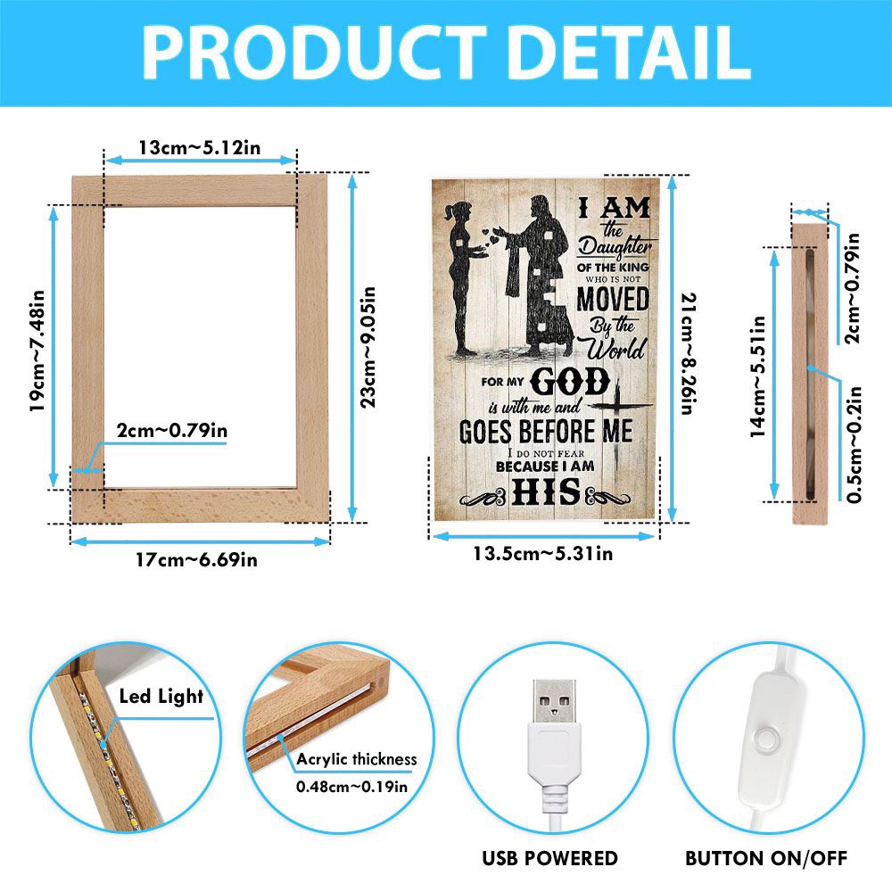 I Am A Daughter Of The King Jesus Lovers Frame Lamp, Picture Frame Light, Frame Lamp, Mother’s Day Gifts
