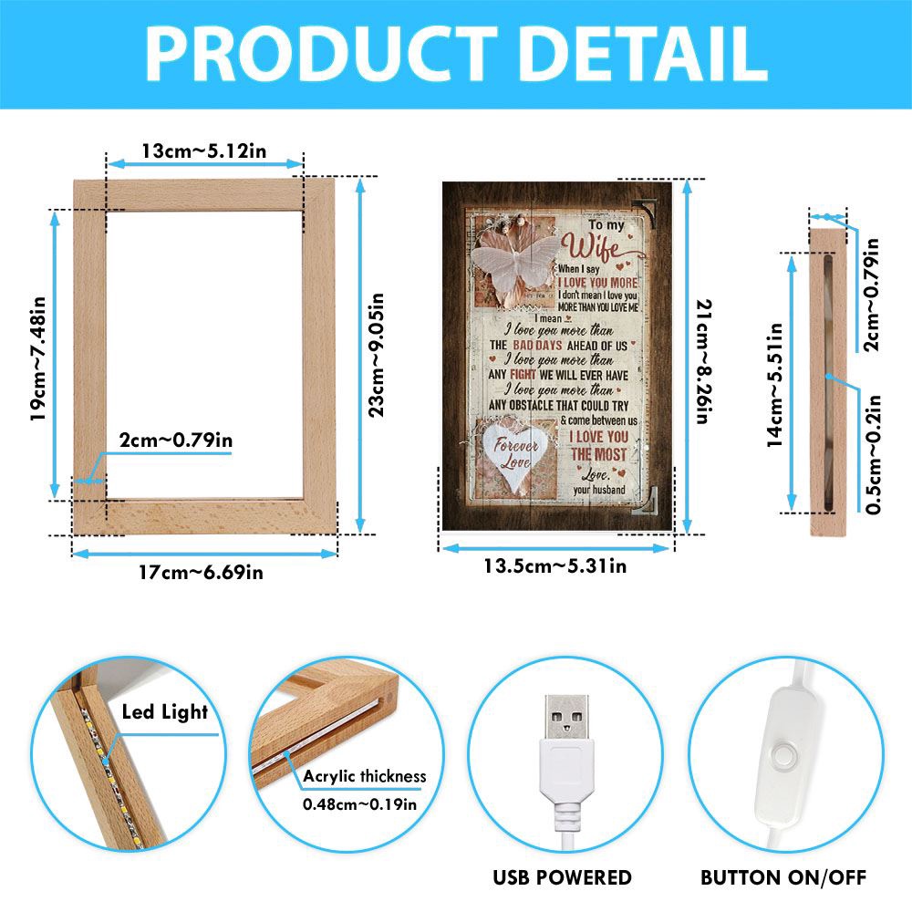 I Love You The Most Frame Lamp, Picture Frame Light, Frame Lamp, Mother’s Day Gifts