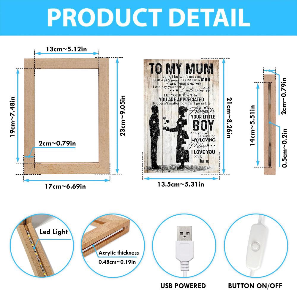 It’S Not Easy From Son To Mum Frame Lamp, Picture Frame Light, Frame Lamp, Mother’s Day Gifts
