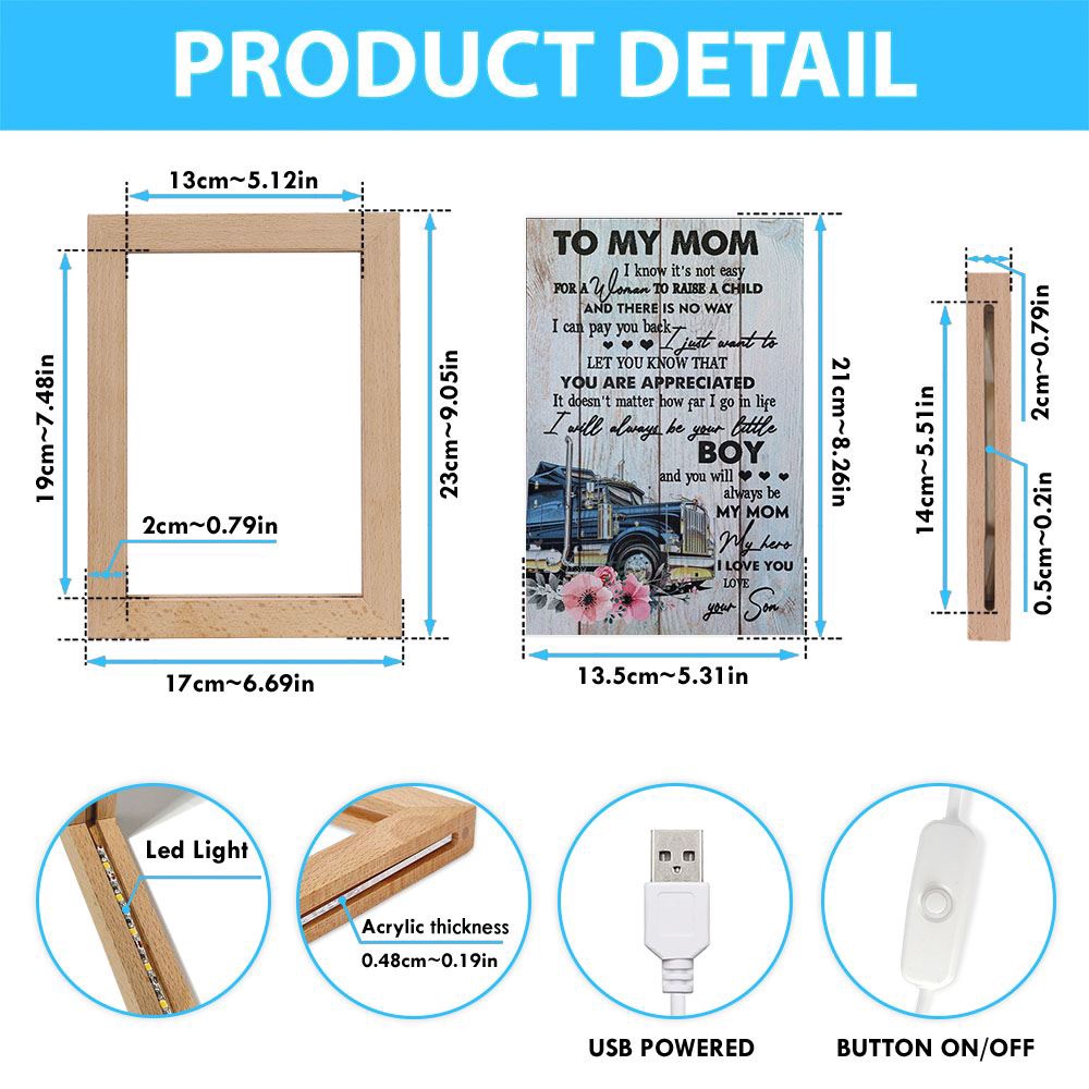 It’s Not Easy For A Woman To Raise A Child Mother’s Day Frame Lamp, Picture Frame Light, Frame Lamp, Mother’s Day Gifts