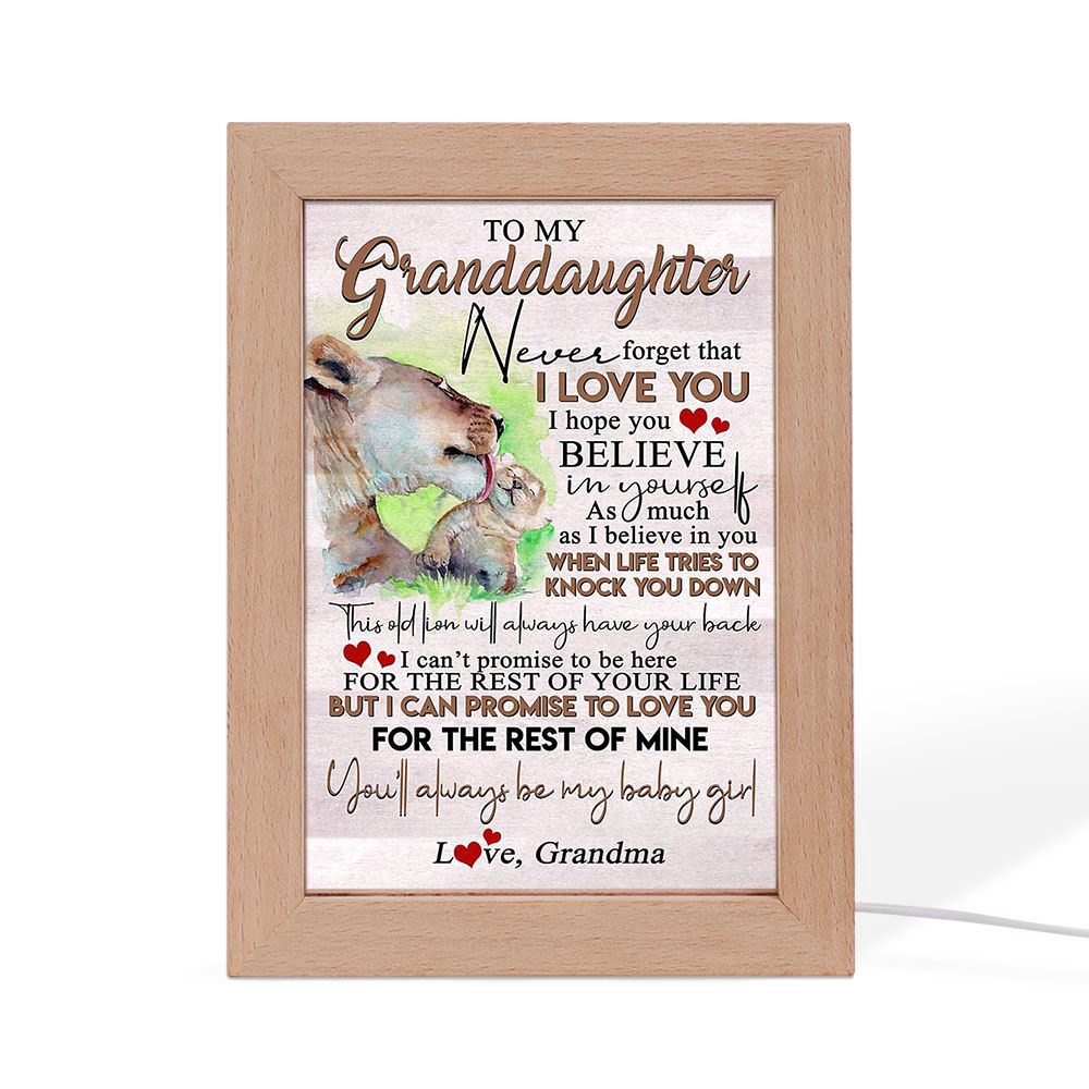Lion Mother And Cub Baby Lion To My Granddaughter Frame Lamp, Picture Frame Light, Frame Lamp, Mother’s Day Gifts