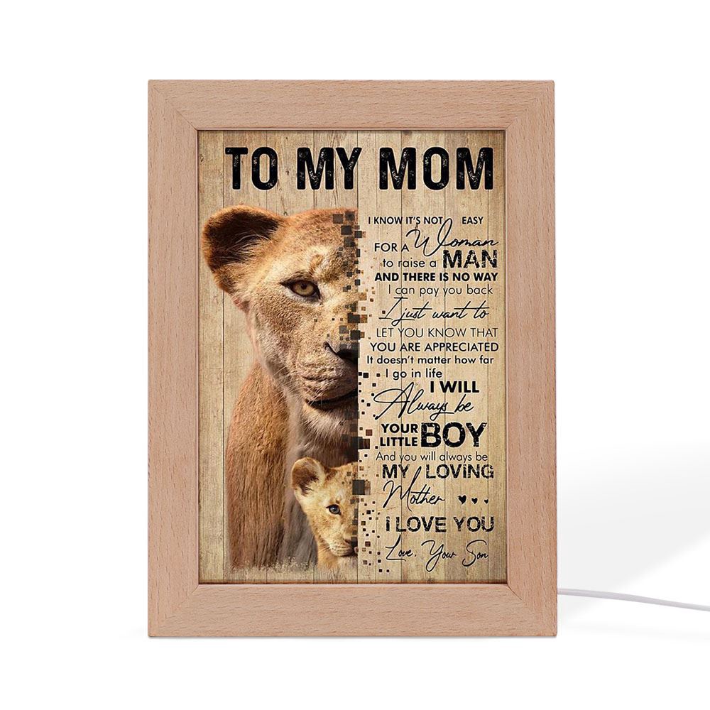 Lion Son To My Mom I Love You Frame Lamp Mother’S Day Gift, Picture Frame Light, Frame Lamp, Mother’s Day Gifts